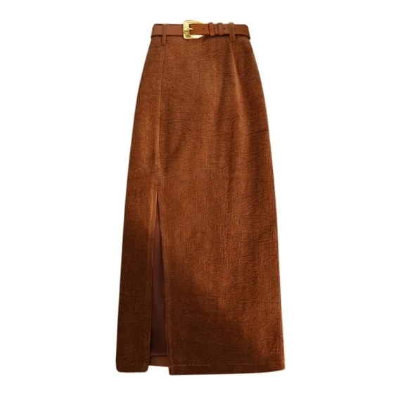 Winter Brown Maxi Skirt with a belt - Picture 4 of 6